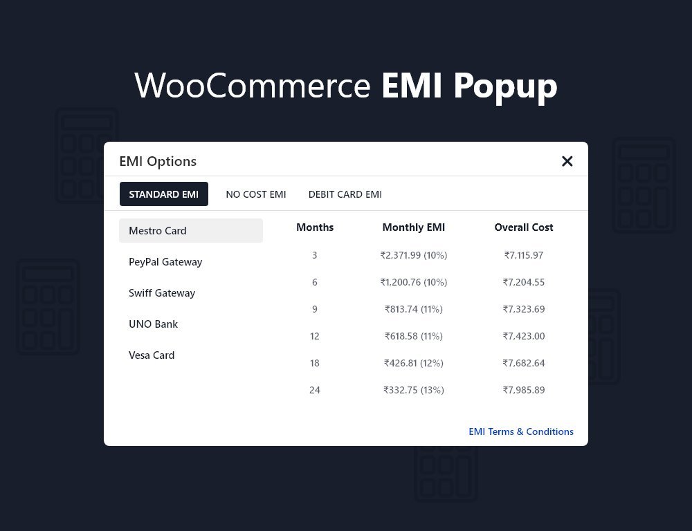 WooCommerce EMI Popup